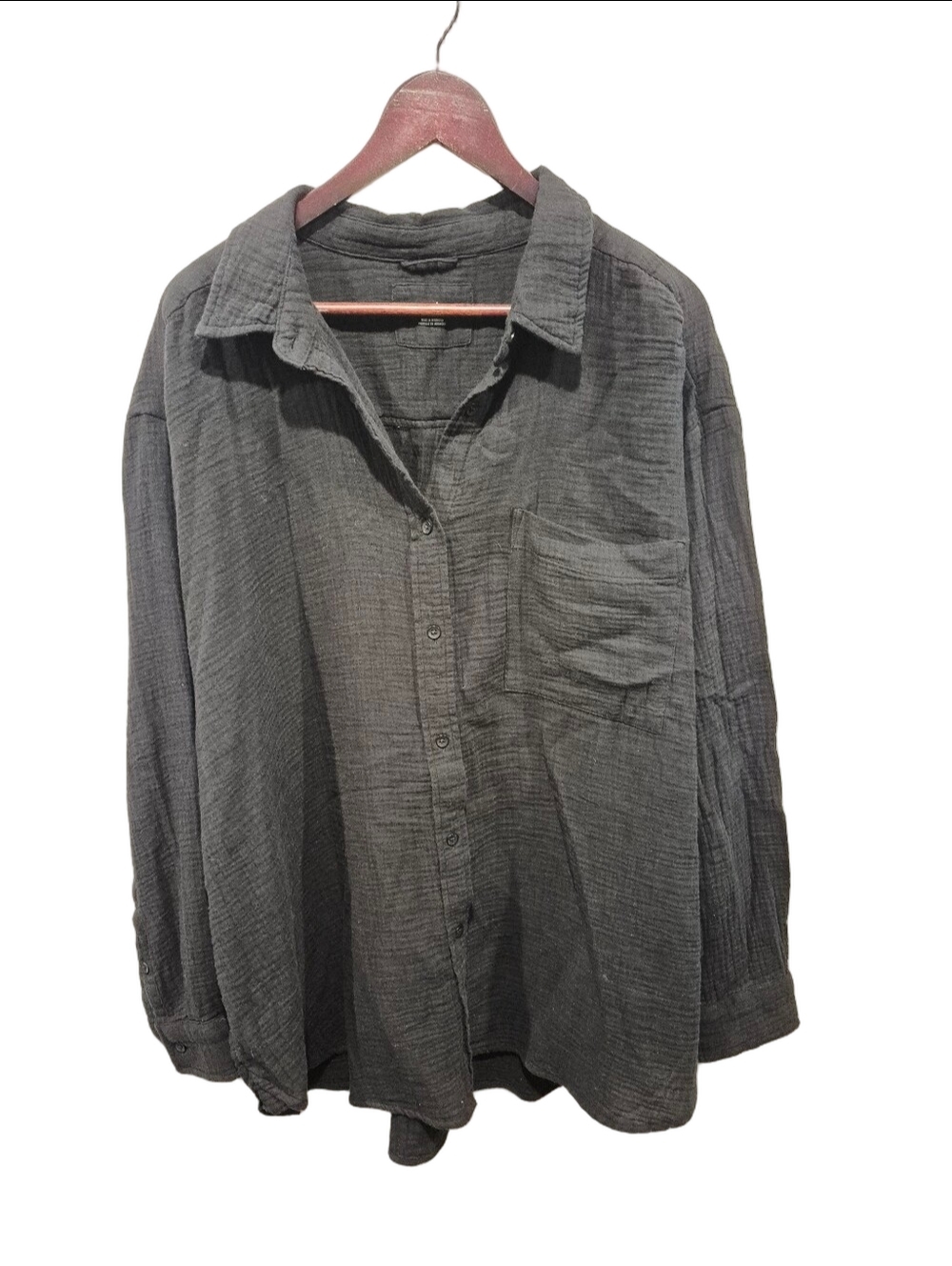 Aerie Black Gauze Cotton Button-Down Oversized Shirt â Size XL